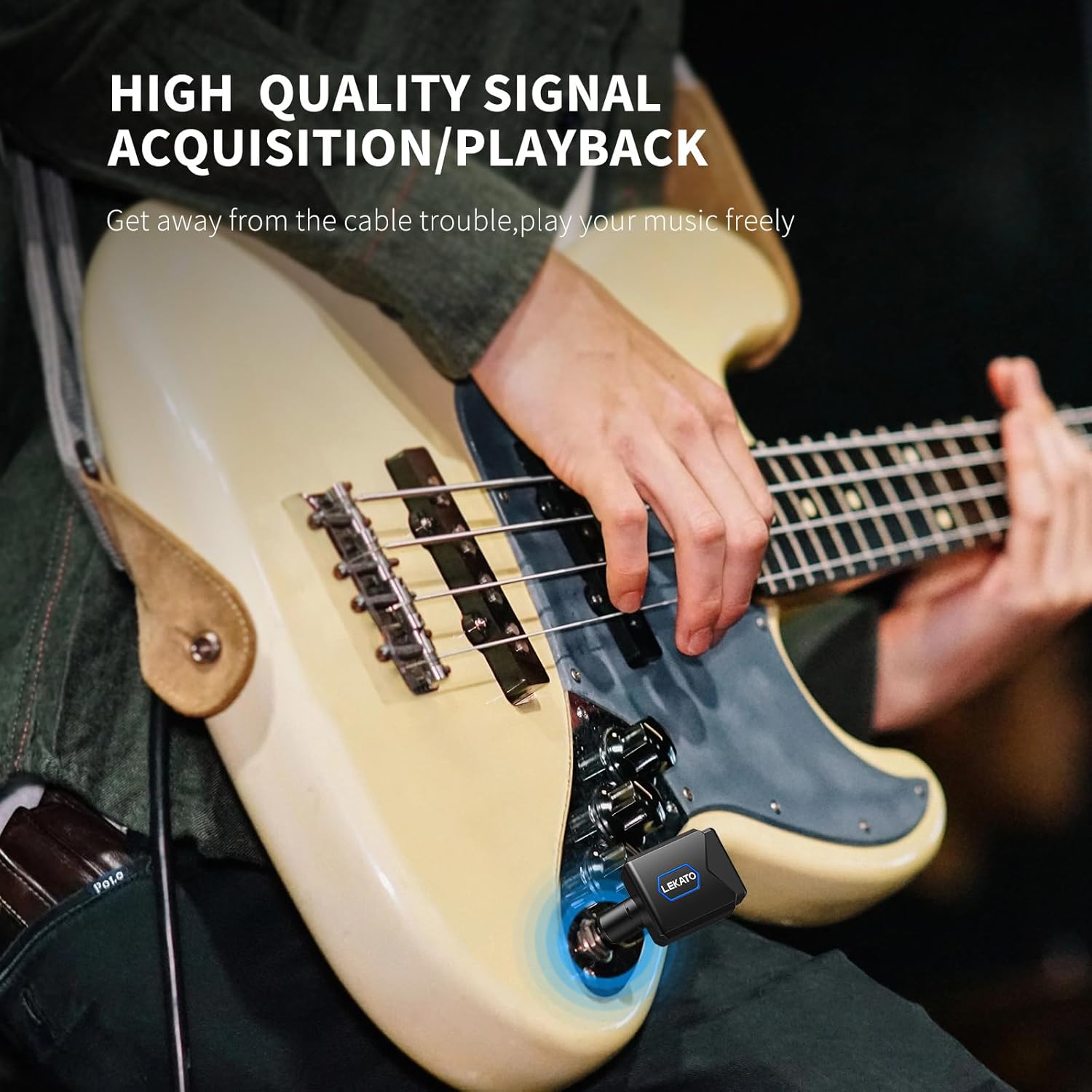 LEKATO 5.8G Wireless Guitar System Upgraded with Charging Box, Wireless Guitar Transmitter Receiver High Fidelity Sound 4 Channels Audio System for Electric Guitar Bass