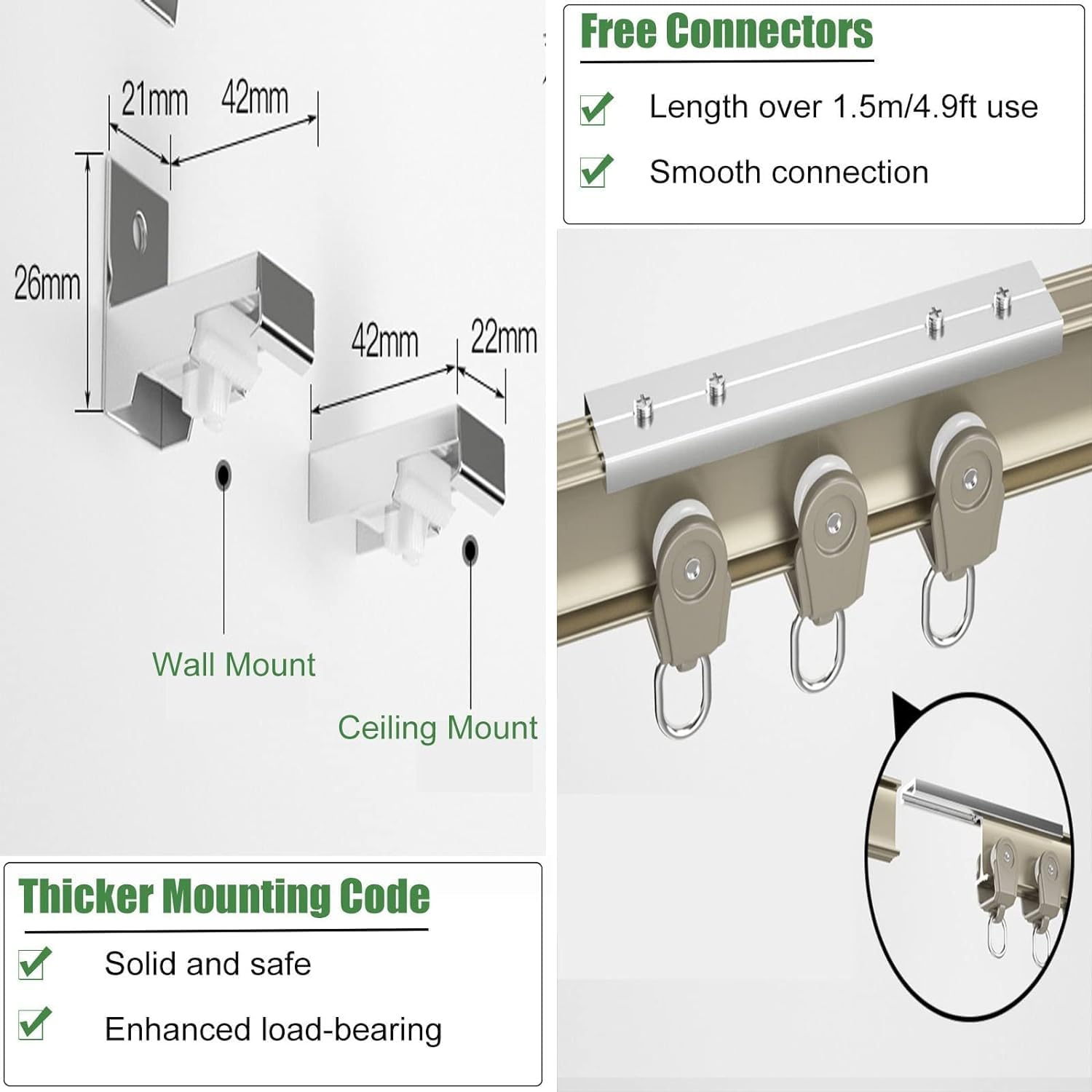 Bay Windows/Shower Corner Curved Curtain Rails, White Bendable Aluminum Curtain Track System Fittings(Wall Mount,3m/9.8ft)