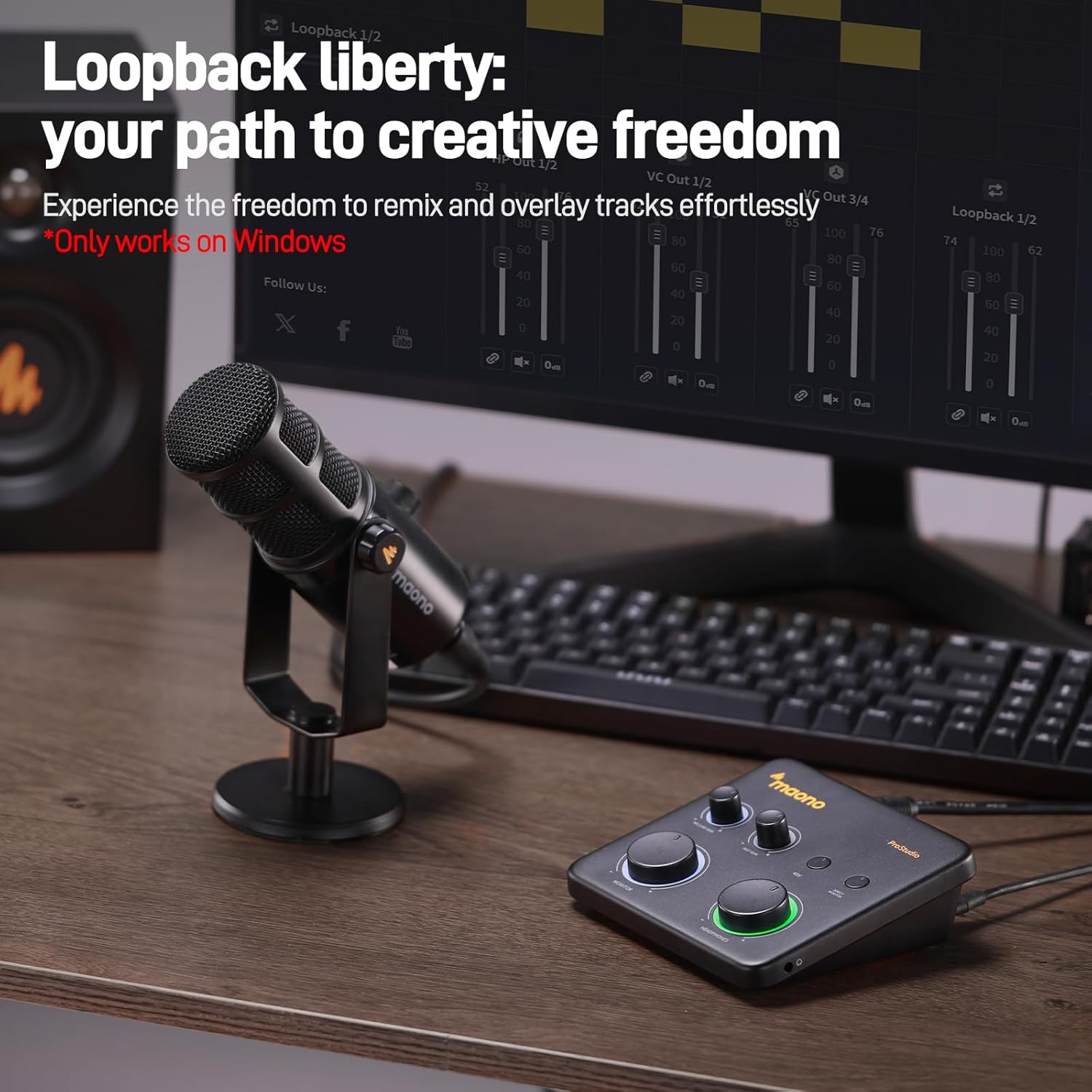 MAONO PD100X XLR/USB Gaming Microphone & Maono PS22 Lite & All in One Gaming Gear Bundle for Game Streamers（PD100X Black+PS22 Lite+XLR-180)