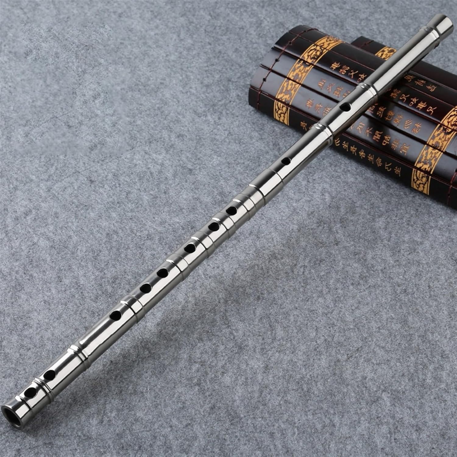 Bamboo flute, Titanium Alloy Flute Two-section Professional Bamboo Section Playing Thickened Bamboo Dizi Musical Instrument Beginners bamboo flute(F Key)