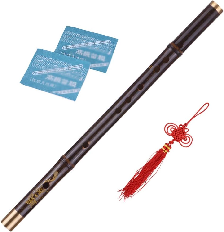 Professional Black Dizi Flute Traditional Handmade Chinese Musical Woodwind Instrument Key of Level