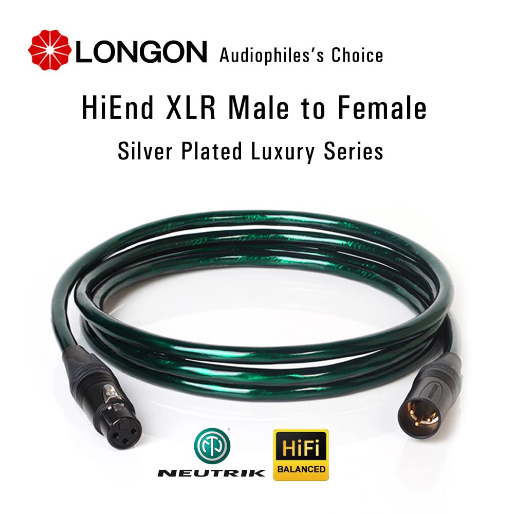 Hi-End Silver Plated XLR Microphone Cable Balanced Male to Female Luxury Emerald 4Core Neutrik XLR Connector for Mixer Amplifier (30)