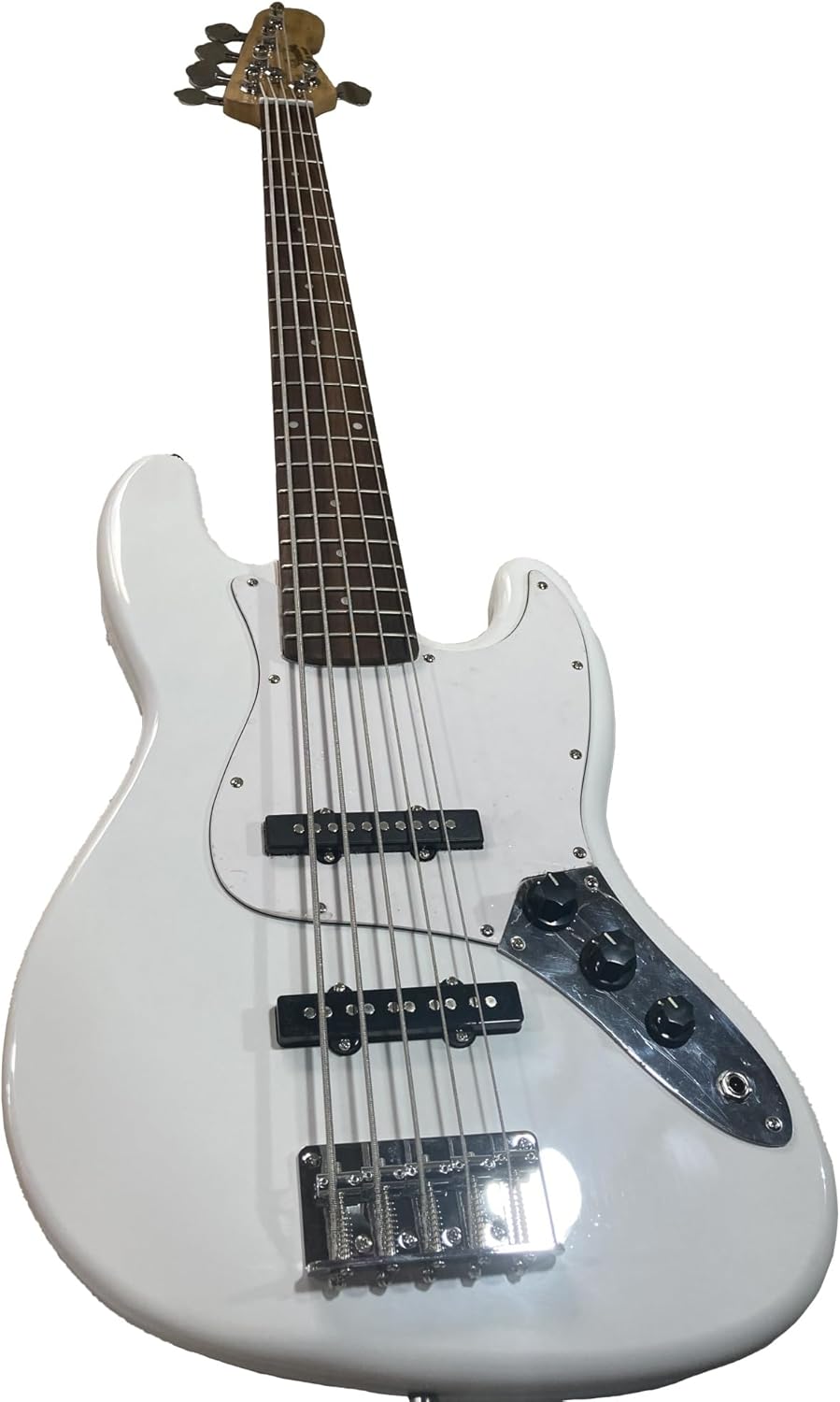 Custom White 5 Strings Bass Electric Guitar Basswood Body Chrome Hardware Glossy Finish