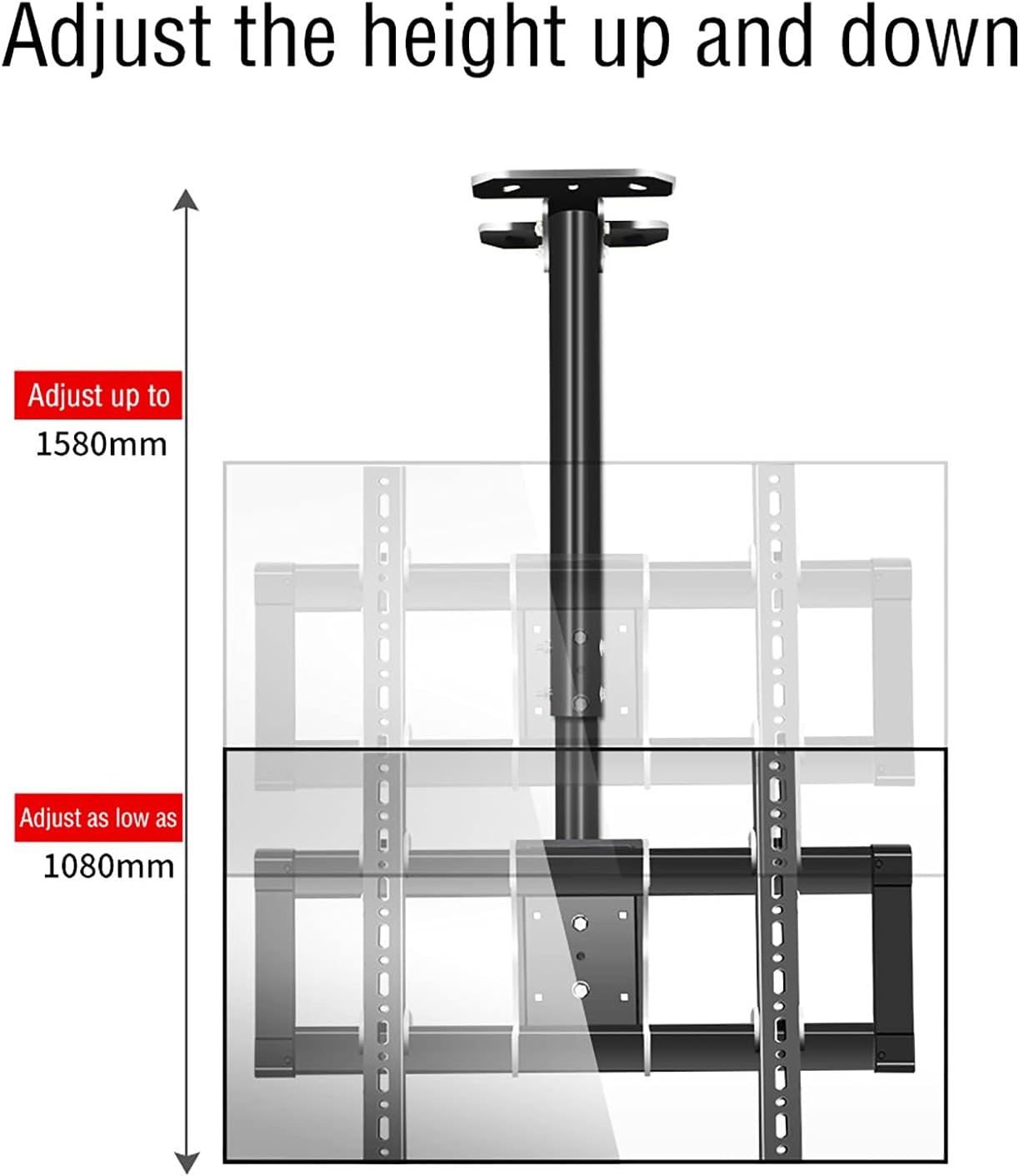 TV Stand,tv Wall Mount Ceiling TV Mount Bracket, 108-158cm Height Adjustable TV Mount, Fits 39-90 Inch TVs, Holds Up to 175lb