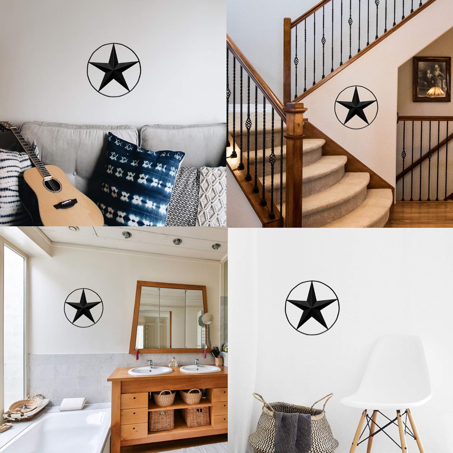 Dark Bronze Barn Star – Metal Stars for Outside, Texas Star Metal Wall Décor for House, Iron Rustic Vintage Decoration, Western Country Home Farmhouse Wall Art Outdoor Decorations (18