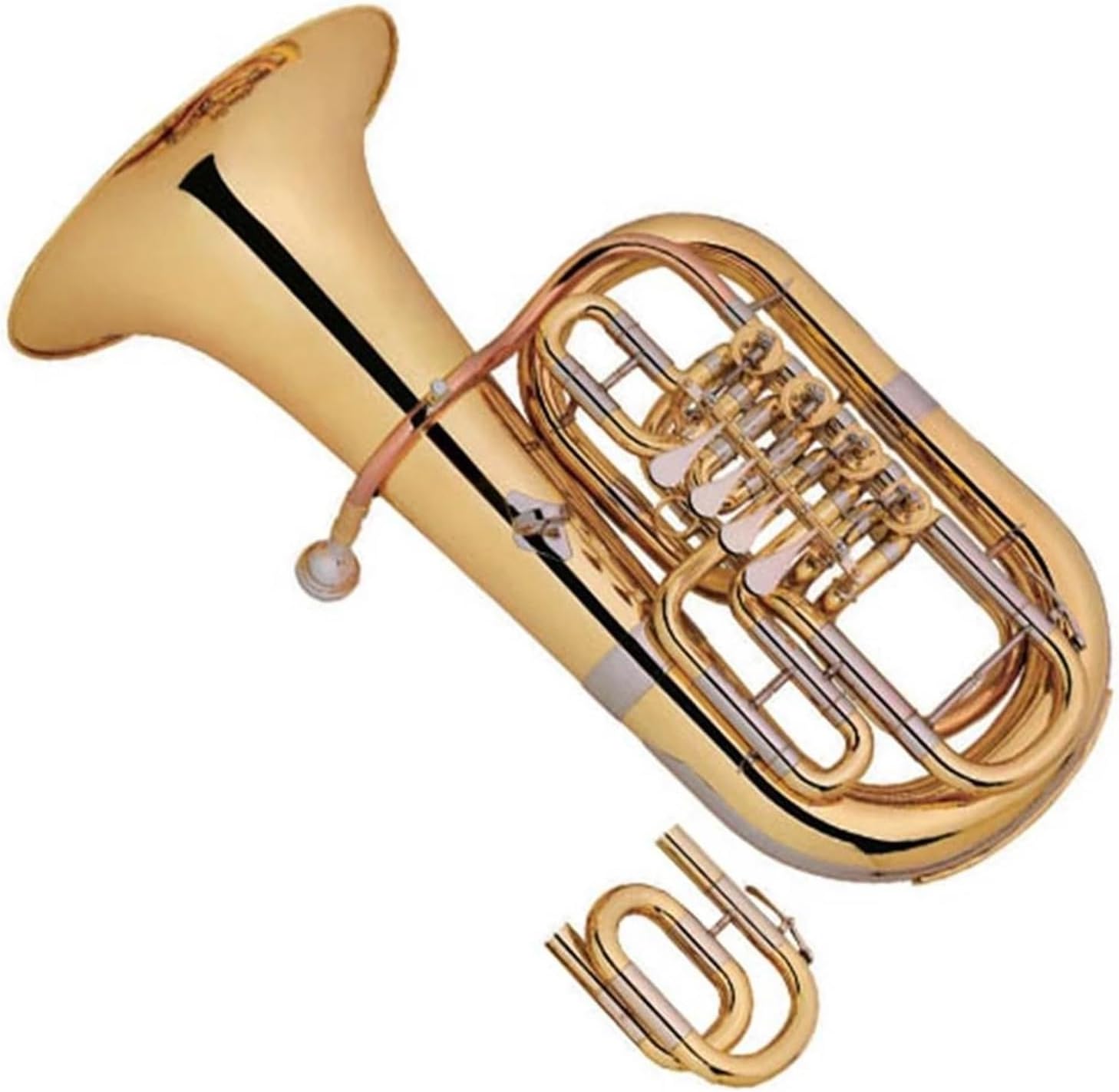 Gold Lacquer Rotating Euphonium 4 Valve C/Bb Euphonium All-brass Instrument