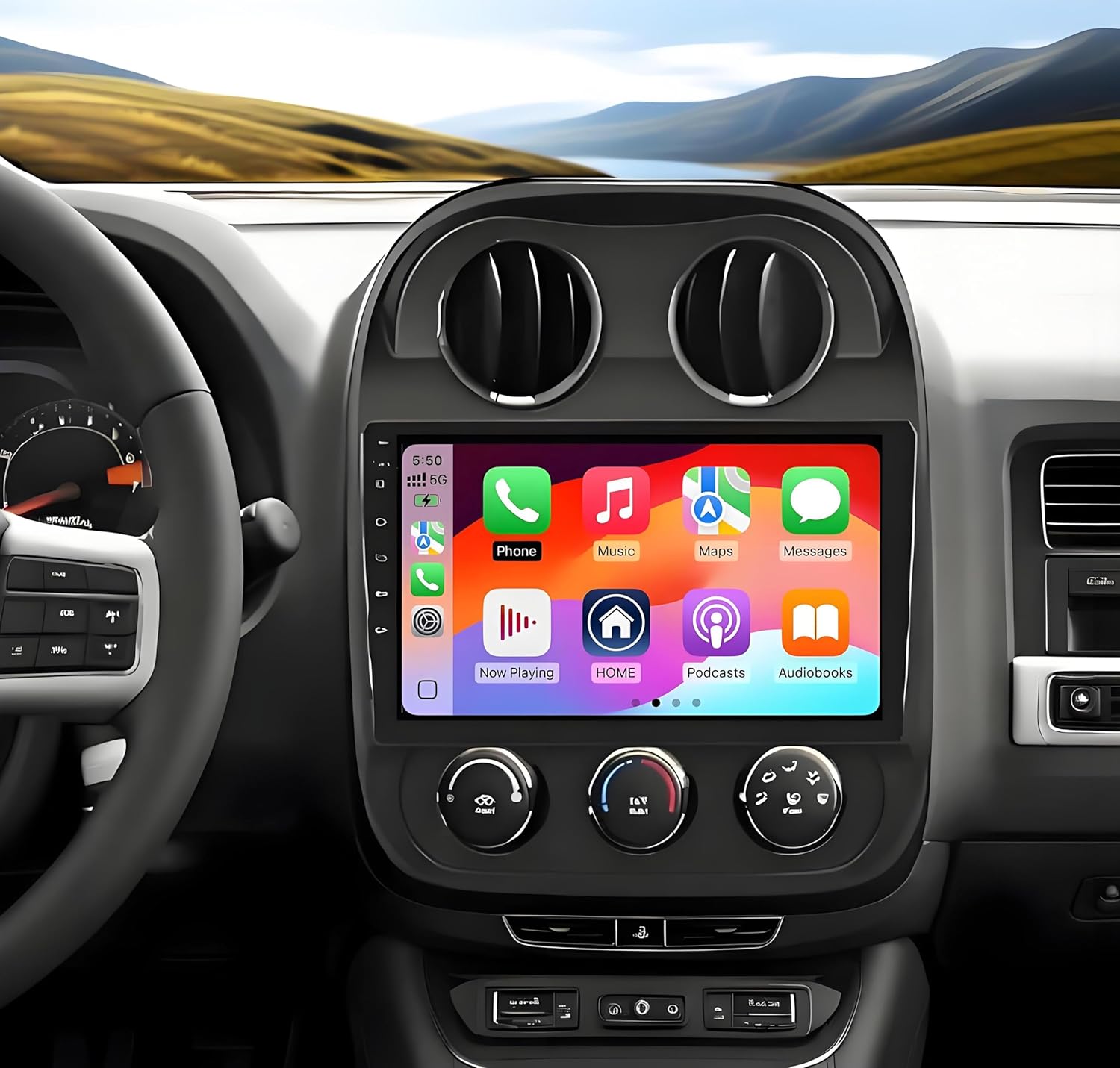 Car Radio Stereo for Jeep Compass Patriot 2010-2016 with with Carplay Android Auto, 10.1 inch Touchscreen Car Stereo with Bluetooth,WiFi,DSP,GPS,Backup Camera-2+32G