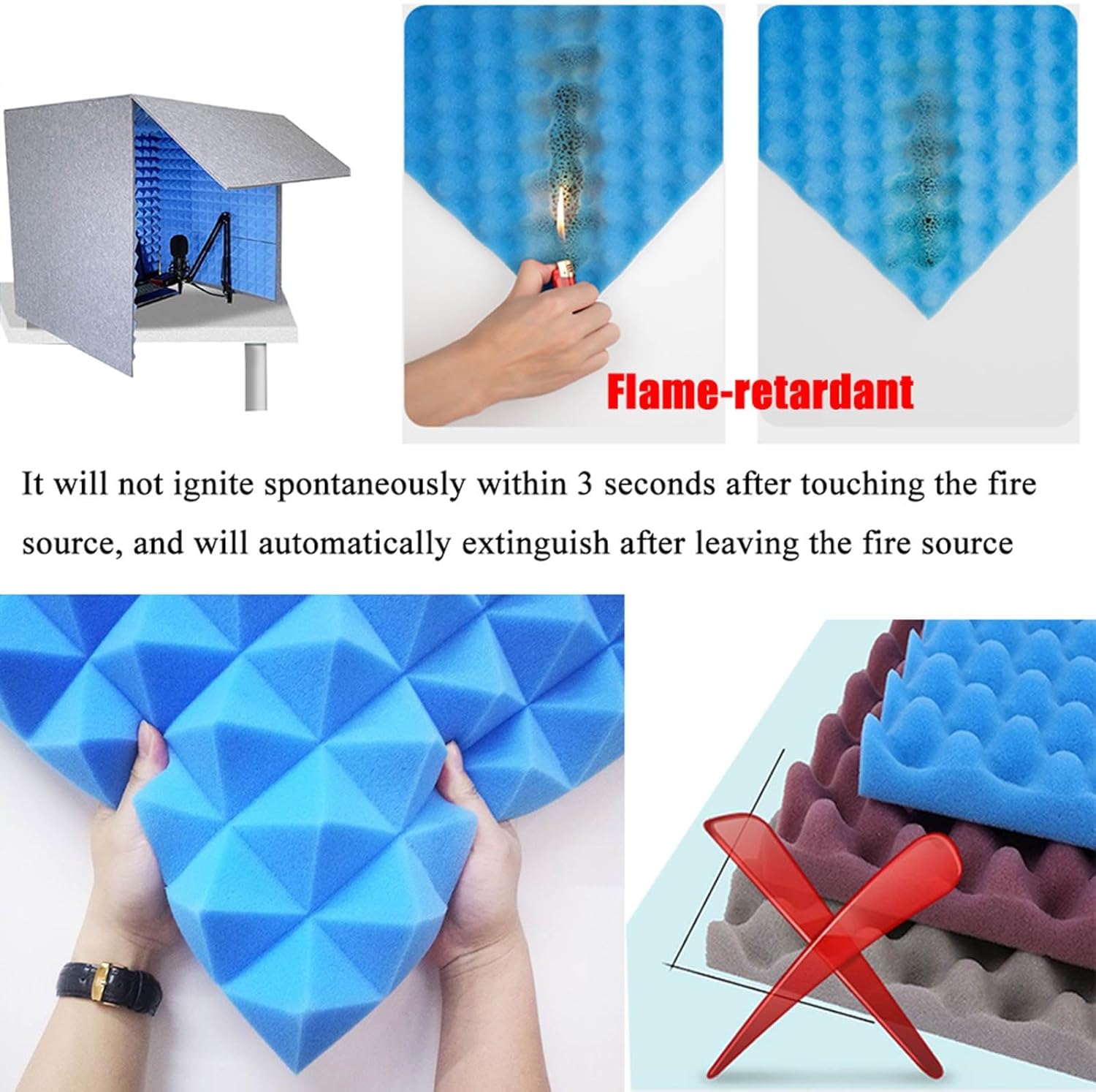 Desktop Soundproof Box, Home Office Soundproof Room, Multi-Function Recording Studio, for Home Live Broadcast (Gris)