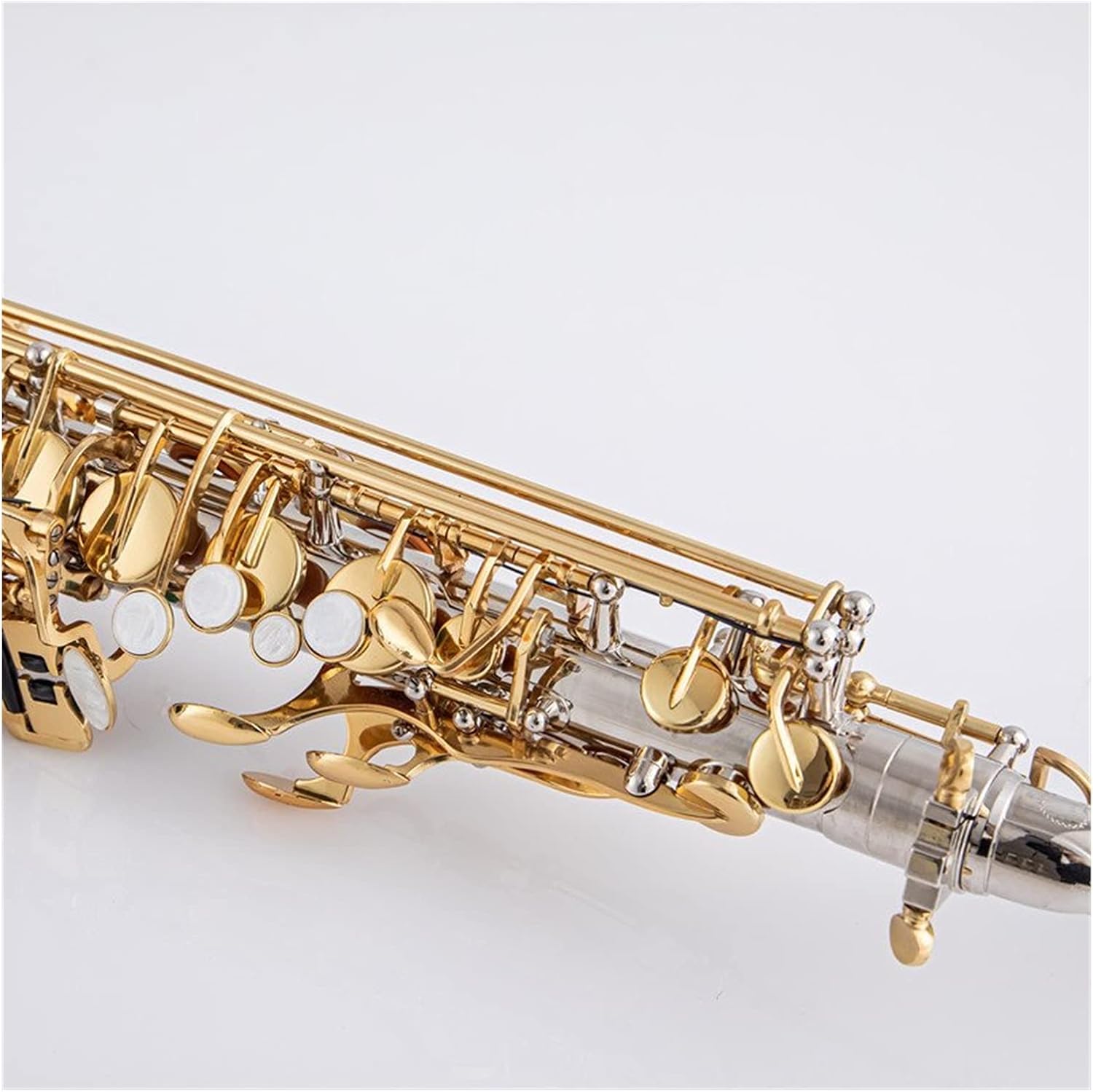 Alto Saxophone Nickel Plated Gold Key Professional Sax Mouthpiece with Case and Accessories Student Saxophone