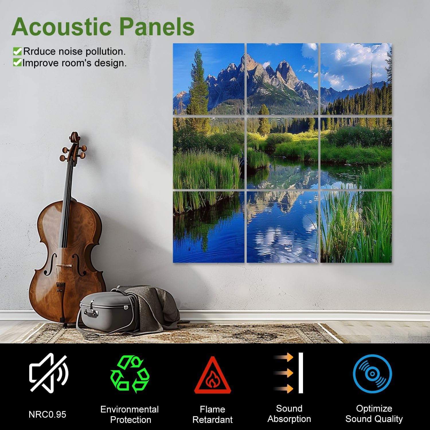 Art Acoustic Panels Self Adhesive sawtooth mountain idaho idahos pictures 9 Packs Decorative Soundproof Wall Panels Large Sound Absorbing Panels for Home Office 60