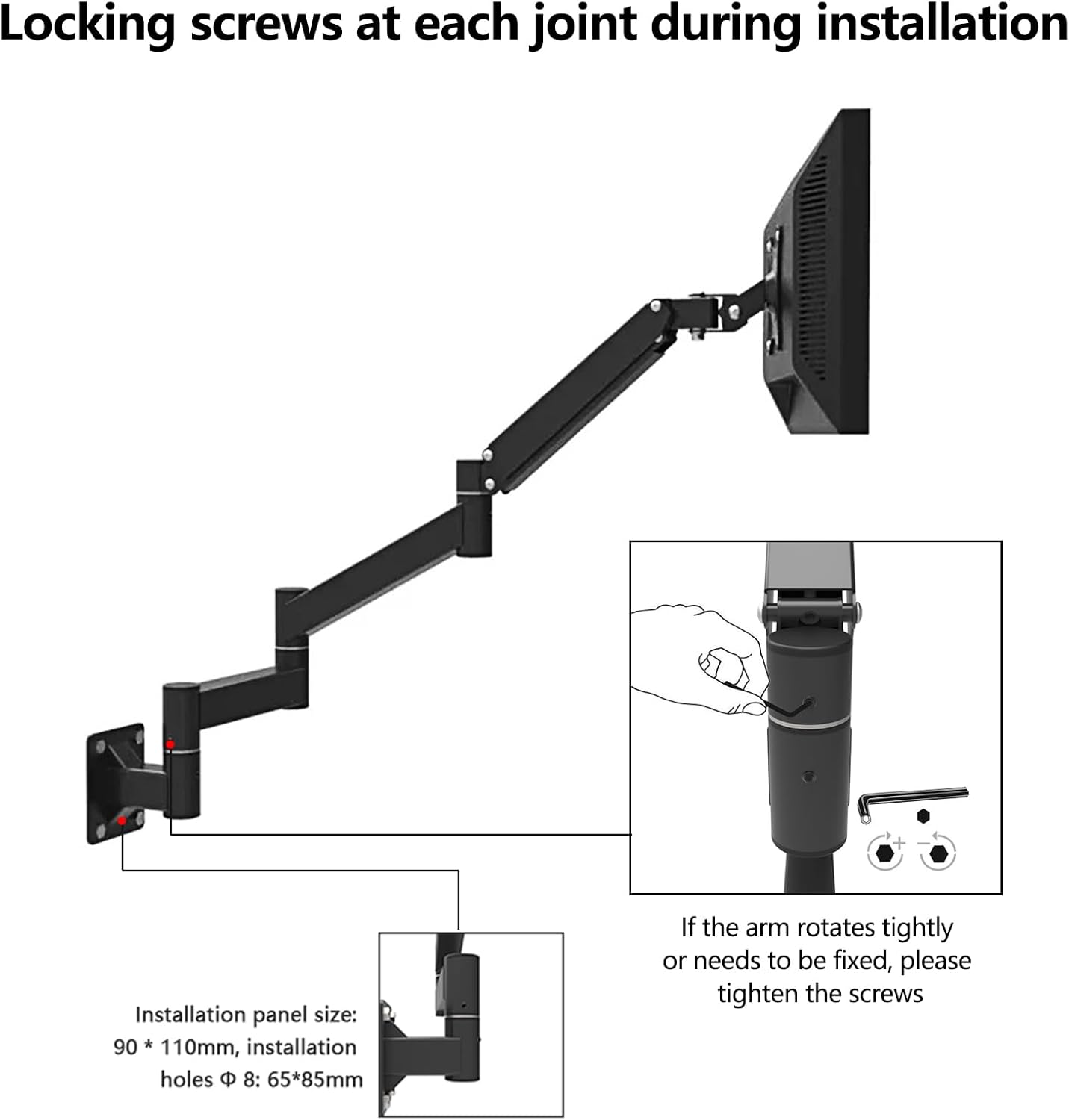 Adjustable TV Wall Mount Bracket with Extended Arm, Ideal for 17-21 Inch Screens, VESA 75x75mm, 100x100mm, Perfect for Bedroom or Workspace, Swivel Design, Holds up to 5.5kgs