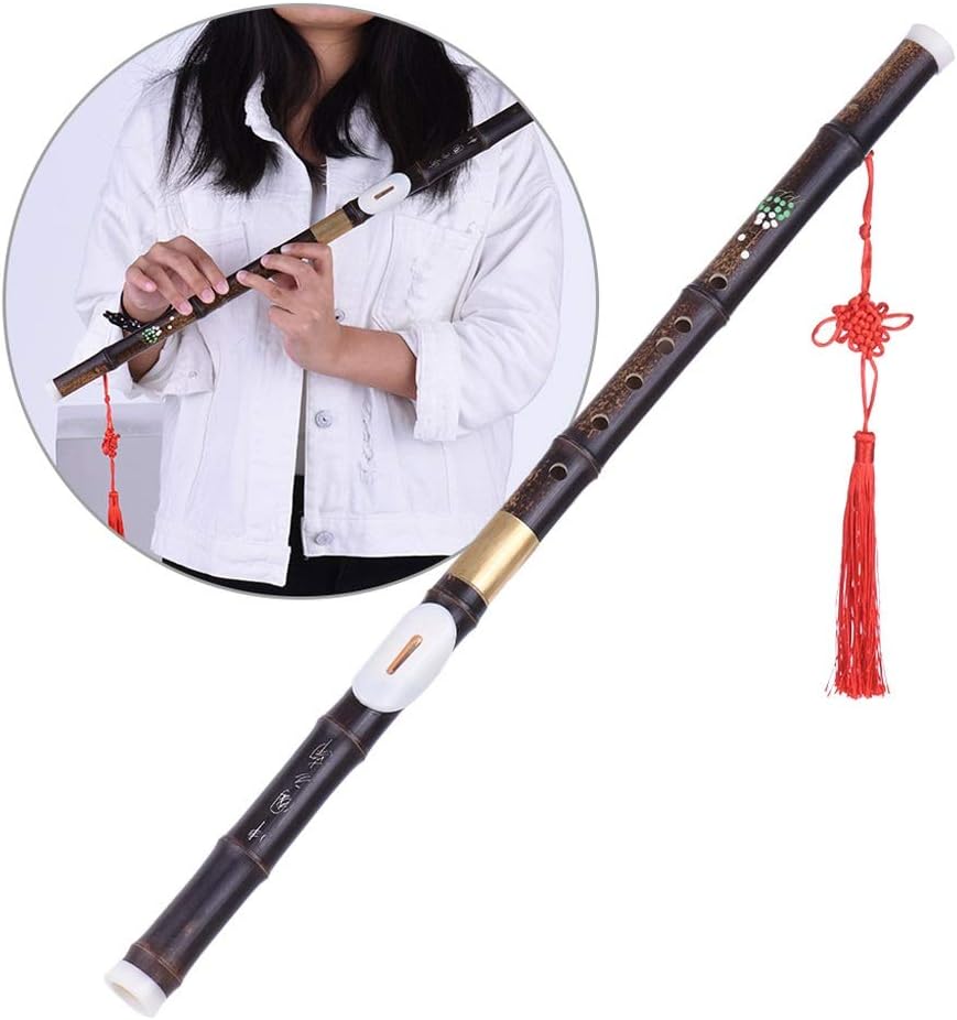 Flute 、Detachable Natural Black Bamboo Flute Wind Instrument G F Key Beginner Music Lovers Flute C Flute Musical Instrument (Size : G Tone)