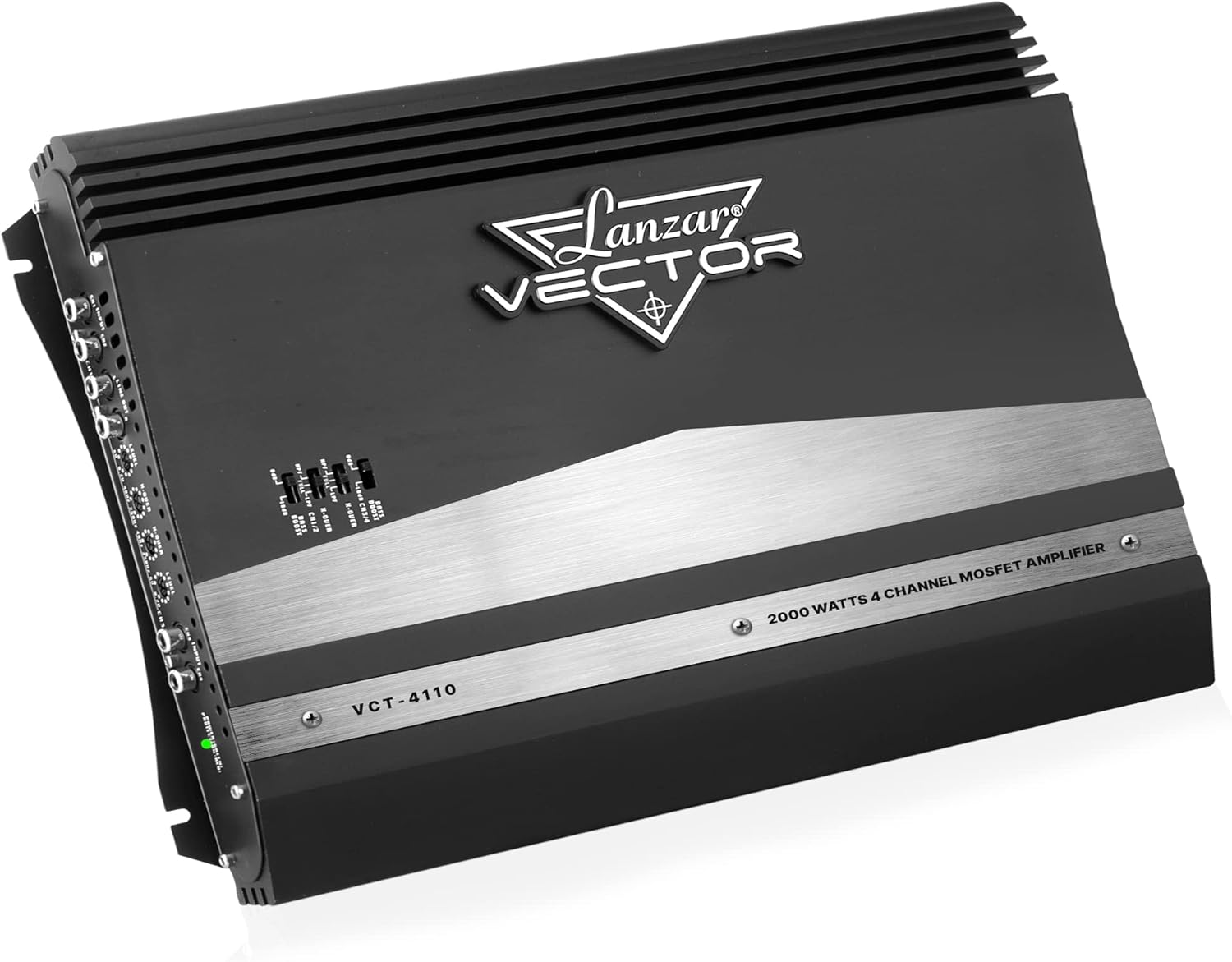 Lanzar 4-Channel High Power MOSFET Amplifier - Slim 2000 Watt Bridgeable Mono Stereo 4 Channel Car Audio Amplifier w/ Crossover Frequency & Bass Boost Control, RCA input, Line Output - VCT4110