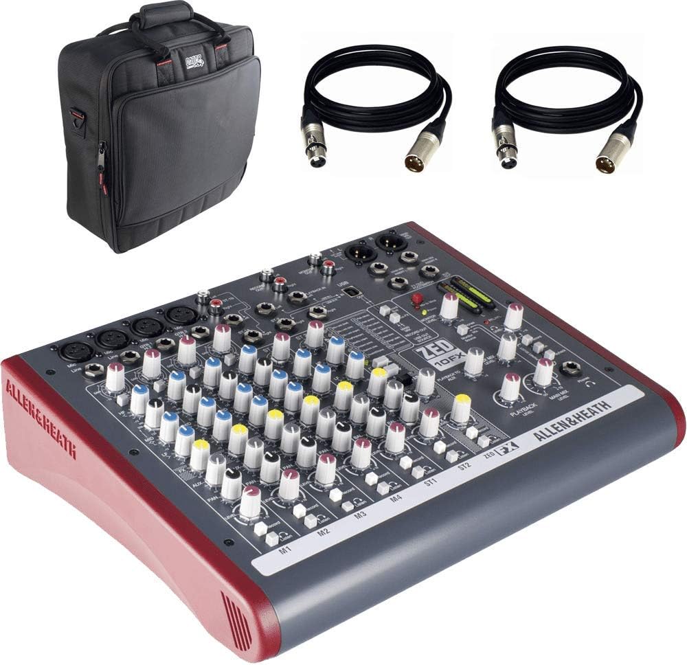 Clutch Allen & Heath ZED-10FX Multi-Purpose Miniature Mixer + Gator Cases G-MIXERBAG-1515 Padded Nylon MixerEquipment Bag and Cables