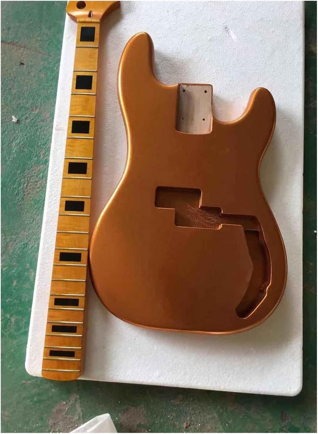 FLFL Guitar Kit Alder Wood P Bass Body and Bass Maple 20 Fret Neck with Stainless Steel Frets Unfinished Guitar Kit