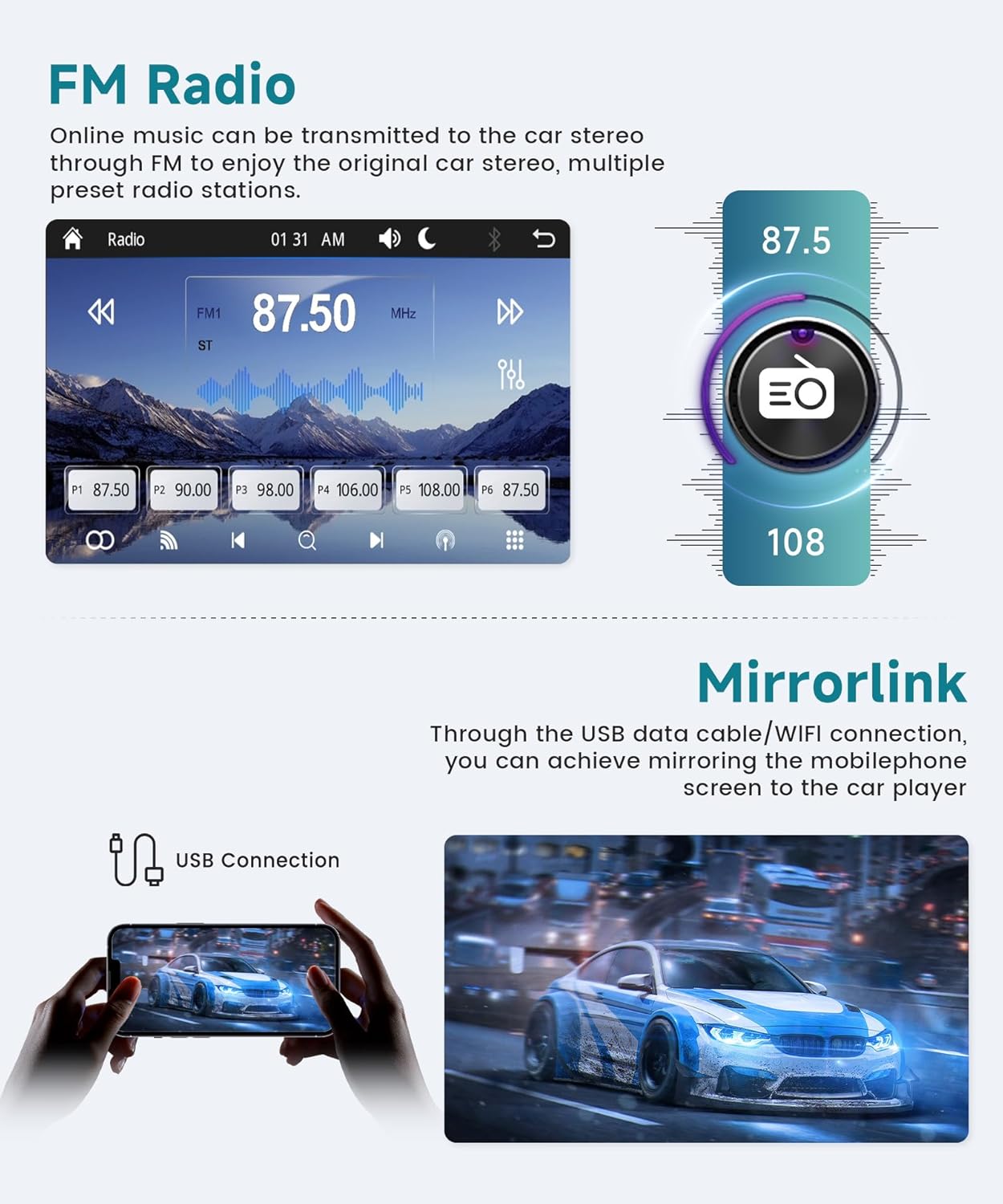 Single Din Flip Out Radio with Wireless Carplay Android Auto,Sellrich 7