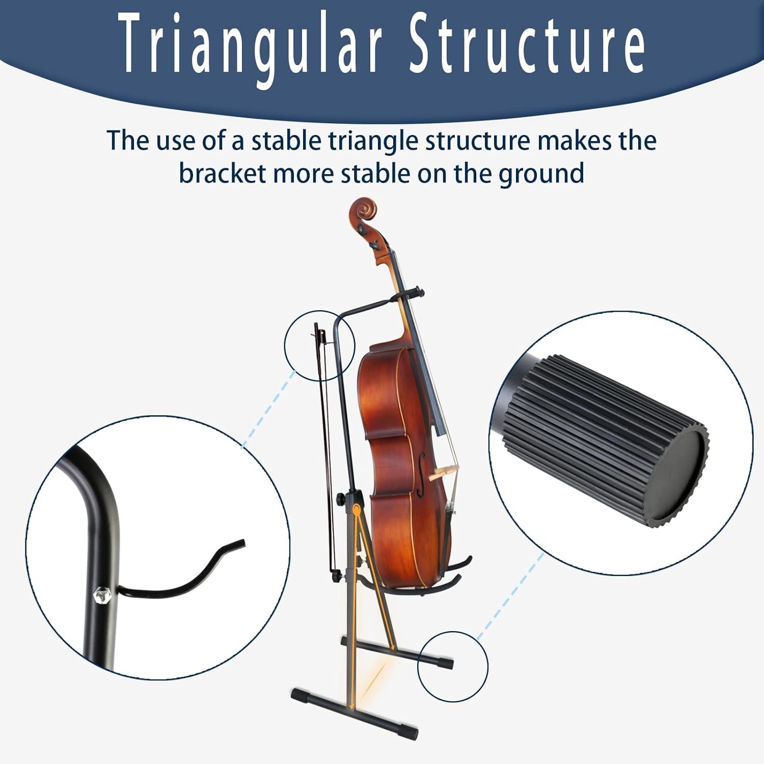EASTROCK Double Bass Stand - Sturdy and Portable for Upright Bass, Violin, Cello, Fiddle, and Contrabass - Versatile Adjustable Folding Stand (Black)