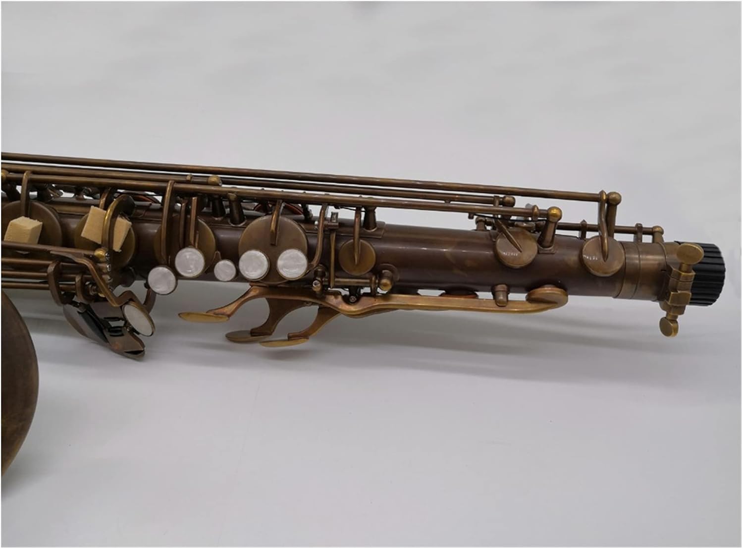 Saxophone Straight Tenor Saxophone Antique Copper B-Flat Tenor Sax Retro Bronze Mouthpiece Key Type Woodwind Instrument (Color : Antique Copper)