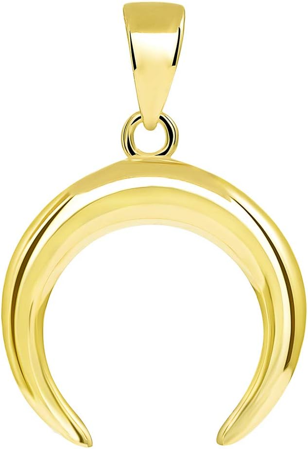 Jewelry America 14k Yellow Gold Double Horn Crescent Moon Pendant with High Polish
