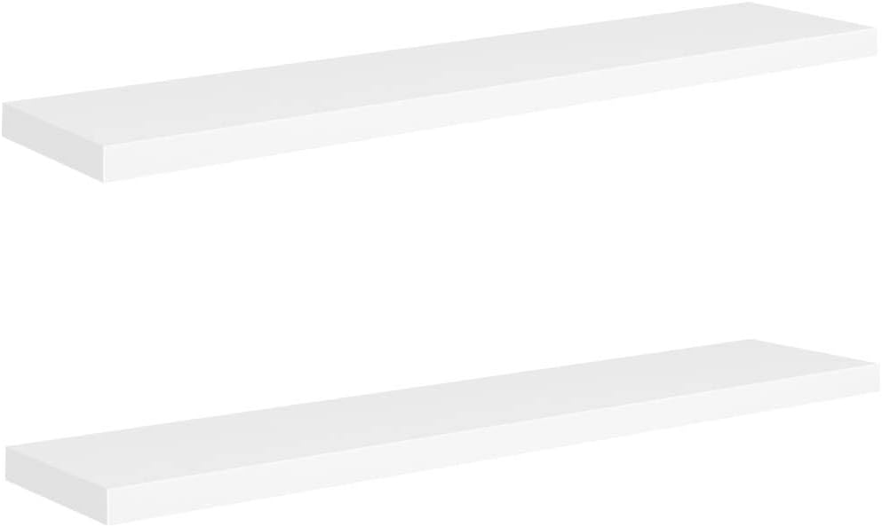 Floating Shelves,Wall Storage Shelves,Wall Mounted Shelf Organizer Unit Display Shelf,Invisible Mounting System,Awards,Book,Collectibles,Ornaments,2 pcs White 47.2