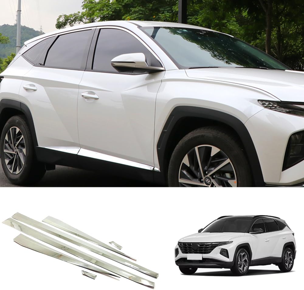 Car Accessories Exterior Body Side Door Molding Cover Trims Protection molding Compatible withHyundai Tucson 2025 2024 2023 2022 (Chrome) 6PCS ABS