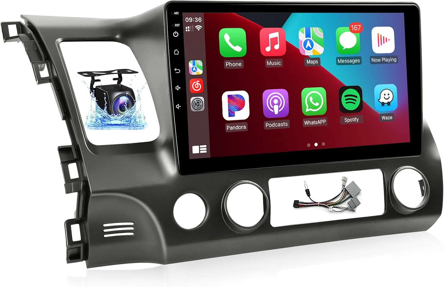 Leadfan Car Stereo for Honda Civic 2006 2007 2008 2009 2010 2011 Radio Compatible with Wireless Apple Carplay Android Auto 10.1'' Touchscreen GPS Navigation Bluetooth WiFi Backup Camera SWC (2+32G)