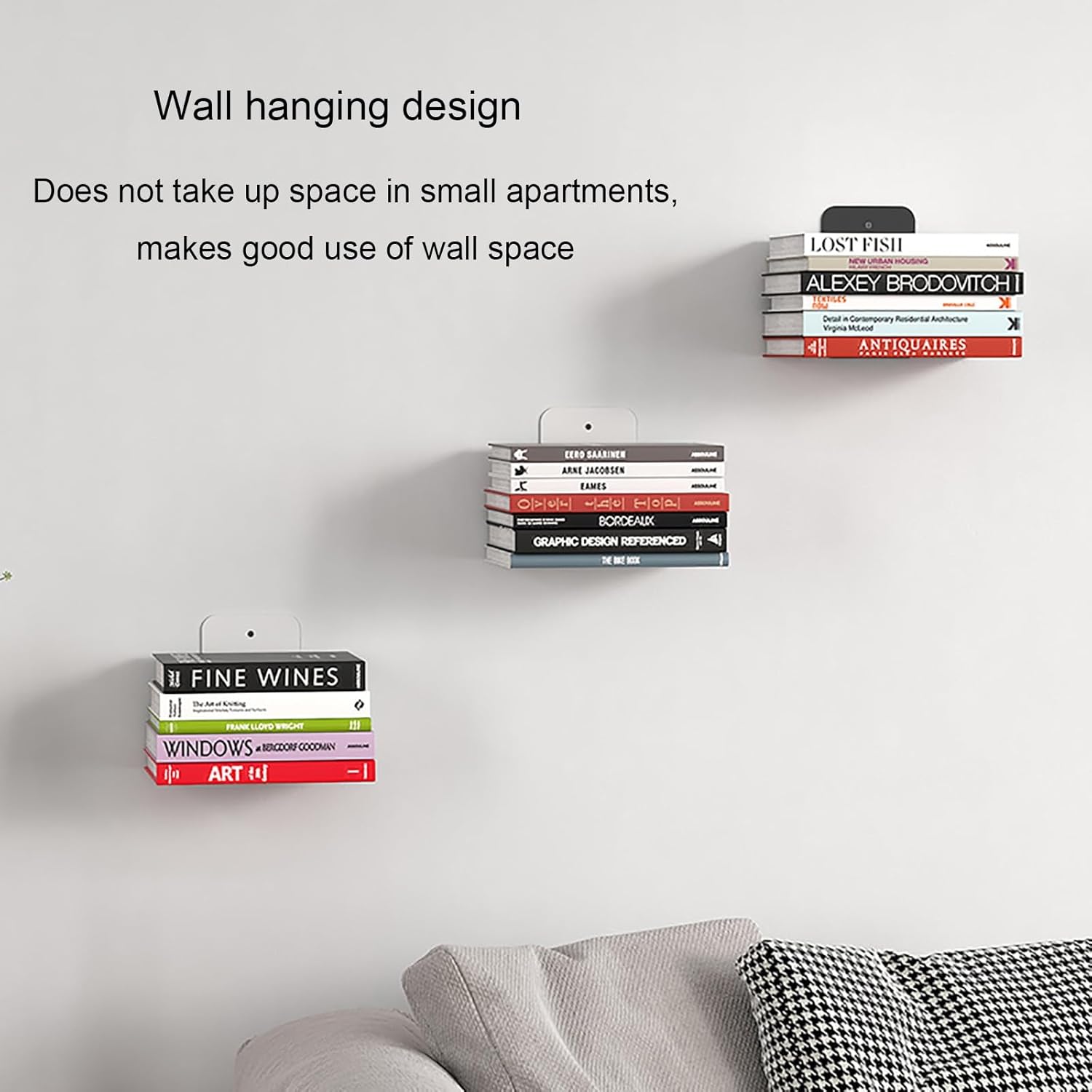 Floating Book Shelves for Wall, Invisible Floating Bookshelf, Wall Mounted & Space Saving, Heavy Duty Metal Display Storage Organizer for Home Office(Black 3)