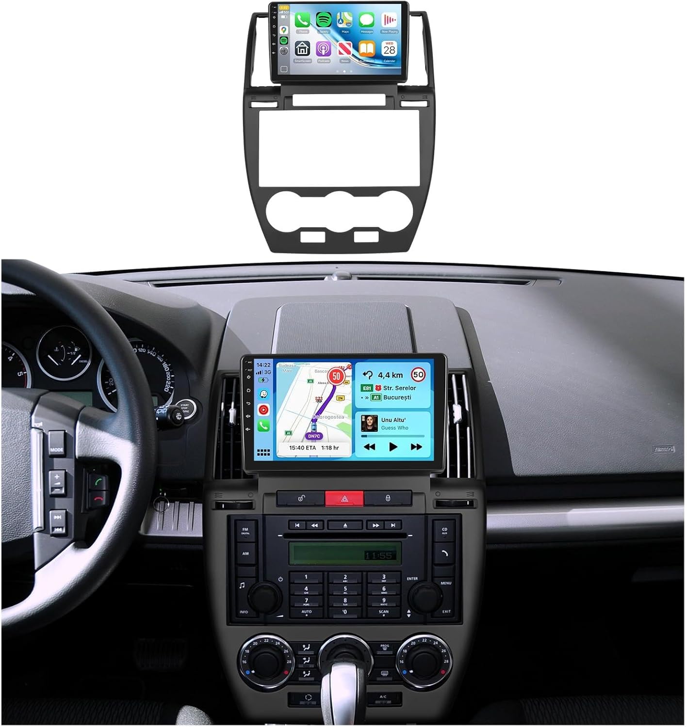 Radio for Land Rover Freelander 2 LR2 2007-2012 Car Stereo with Wireless Carplay Android Auto,5.0 Bluetooth 32EQ,9inch 1280x720P IPS Touch Screen,FM/RDS Android 15 GPS WiFi AHD Backup Camera