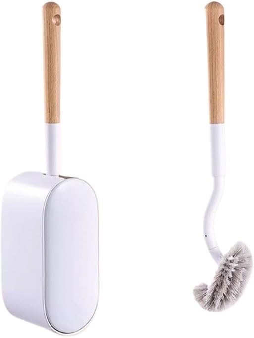 Toilet Brush Mounted Wall Toilet Brush Set for Draining Type Thermoplastic Toilet Brush, with Long Wooden Handle Toilet Brush Deep Cleaning