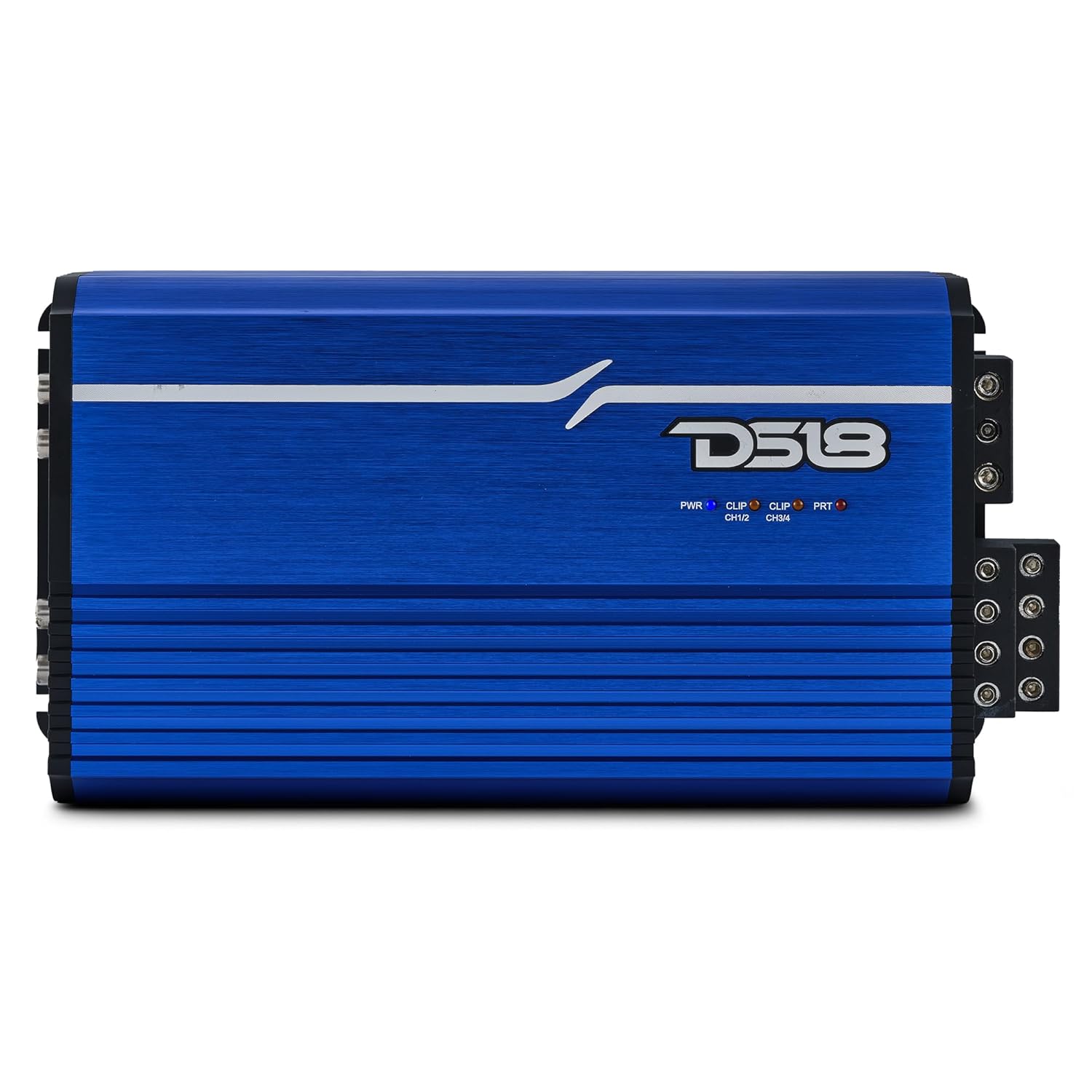 DS18 FRP-2.4K4/BL Compact 4-Channel Full-Range Class-D Amplifier – 2400W RMS, Bridgeable, Smart Cooling, High/Low Pass Filters, Car Audio & Motorcycle Amp for Mids, Highs & Subs