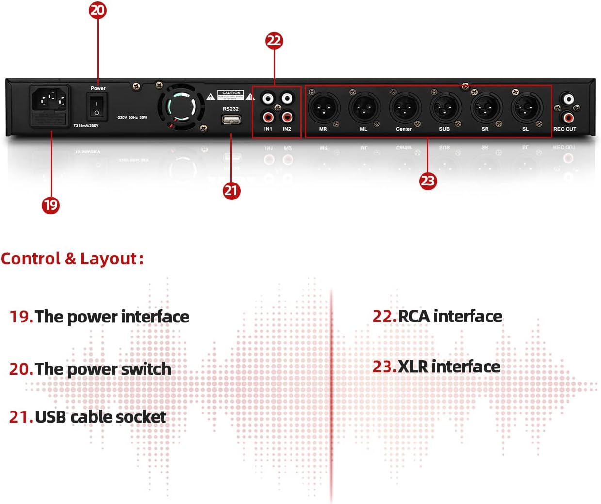 Depusheng X5 Karaoke Professional Digital Audio Processor Can Set via a PC Interface Prevent Howling