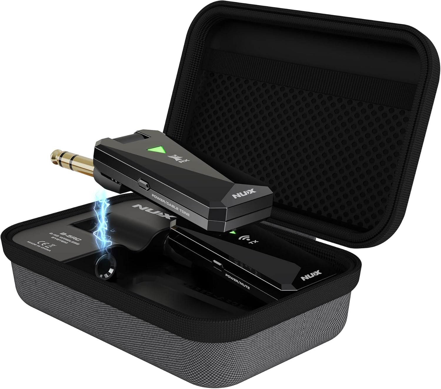 NUX B-5RC Wireless Guitar System with Charging Case, 2.4GHz Wireless Transmitter and Receiver with Active or Passive Pickup，Auto Match, Mute Function, Cabletone Function, Black