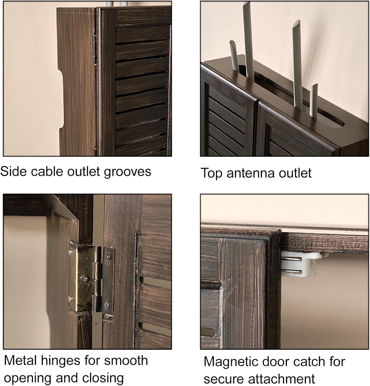 Wooden WiFi Router Storage Box Hider Shelf, Wall Mountable Decorative Modem Shelf Hider Cover, Rustic Home Organization Solution for Most Routers(Dark Brown,34 * 24 * 8cm/13.5 * 9 * 3in)