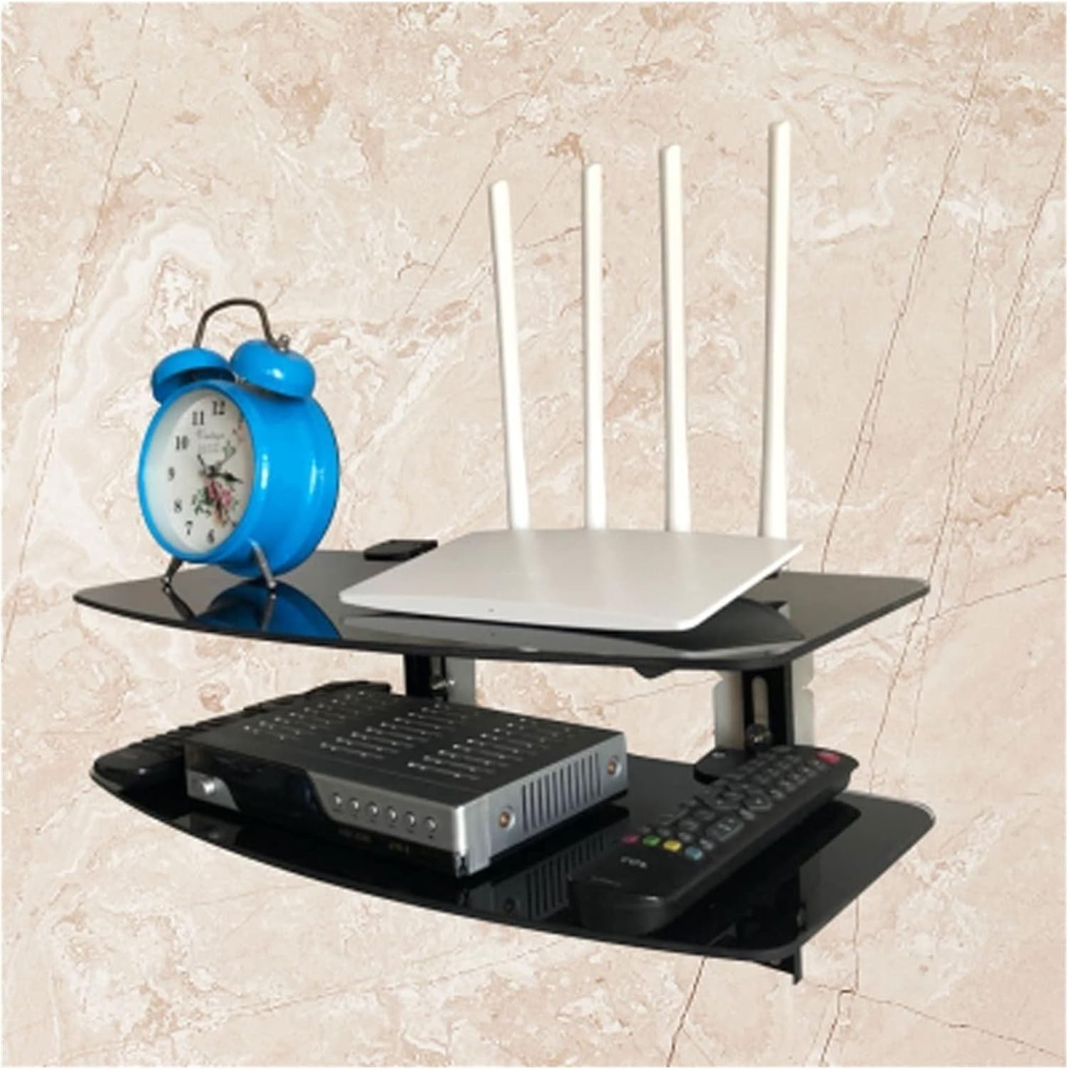 Cable Box Tempered Glass Shelf, Single Floating DVD DVR Shelf, Floating Wall Mount Shelf, Wall Mount Shelves (Color : A)