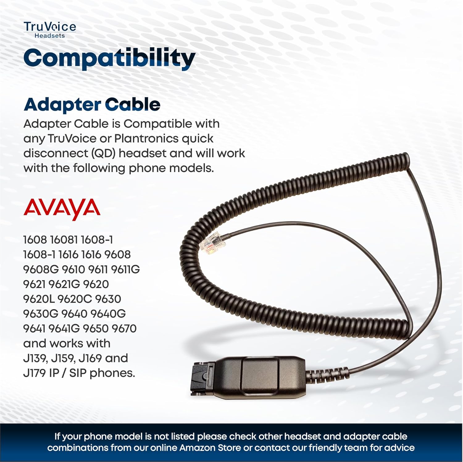 TruVoice HD-150 Professional Wired Headset with Noise Canceling Microphone & HD Speakers - Includes Amplified Adapter Cable Compatible with Avaya 16xx, 96xx and J Series Desk Phones