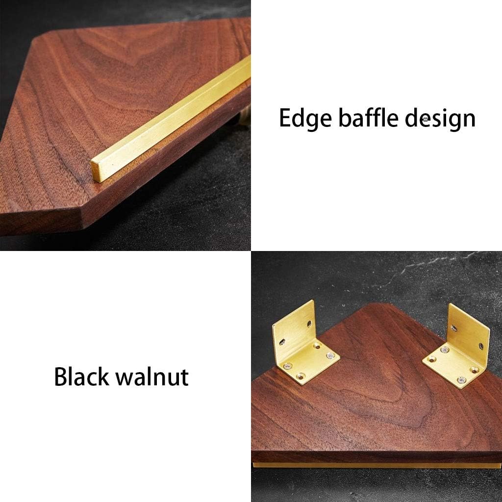 Floating Shelves Black Walnut Floating Shelves, Corner Shelf with Baffle, Wall Mounted Storage Shelves, Simple Wall Decoration, Load Bearing 10kg (Color : Brown, Size : 32.5 * 23cm)