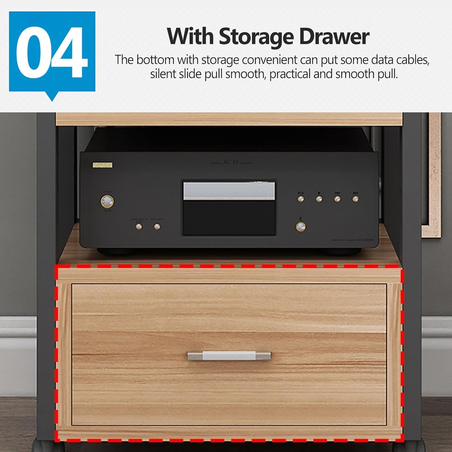 Av Media Stand Corner Shelf - Rack Audio Tower with Adjustable Shelves - 79 100 120Cm Tall Shelf Stand with Wheels - Audio Equipment Rolling Cart Rack Portable for Home,5Tiers-120cm Tall