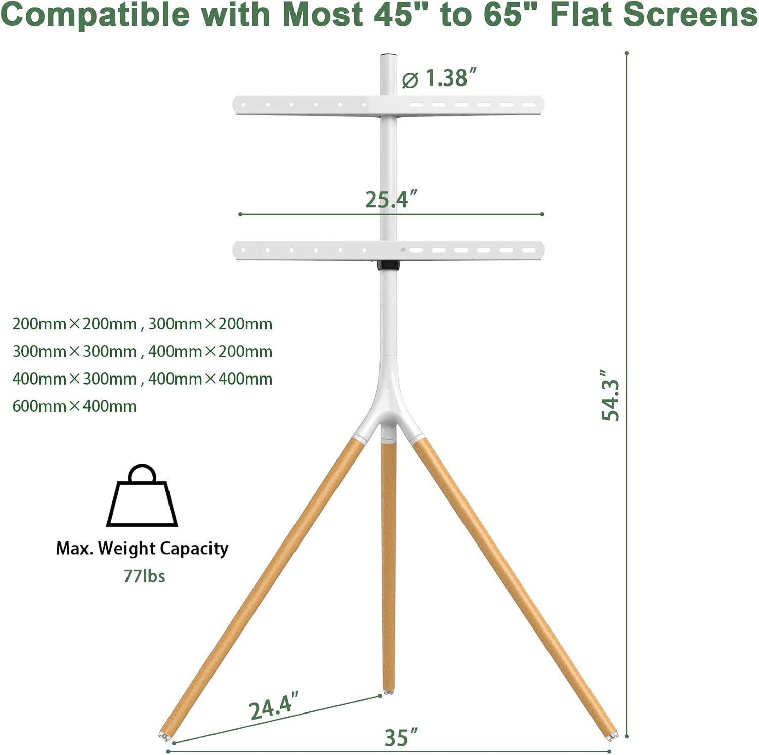 Easel TV Stand with Tripod Base for 45