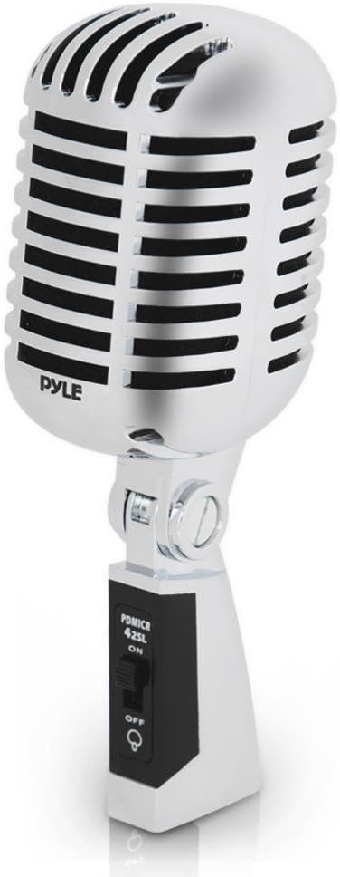 Pyle Retro Microphone, Stand, and Vintage Style Unidirectional Cardioid Mic Bundle