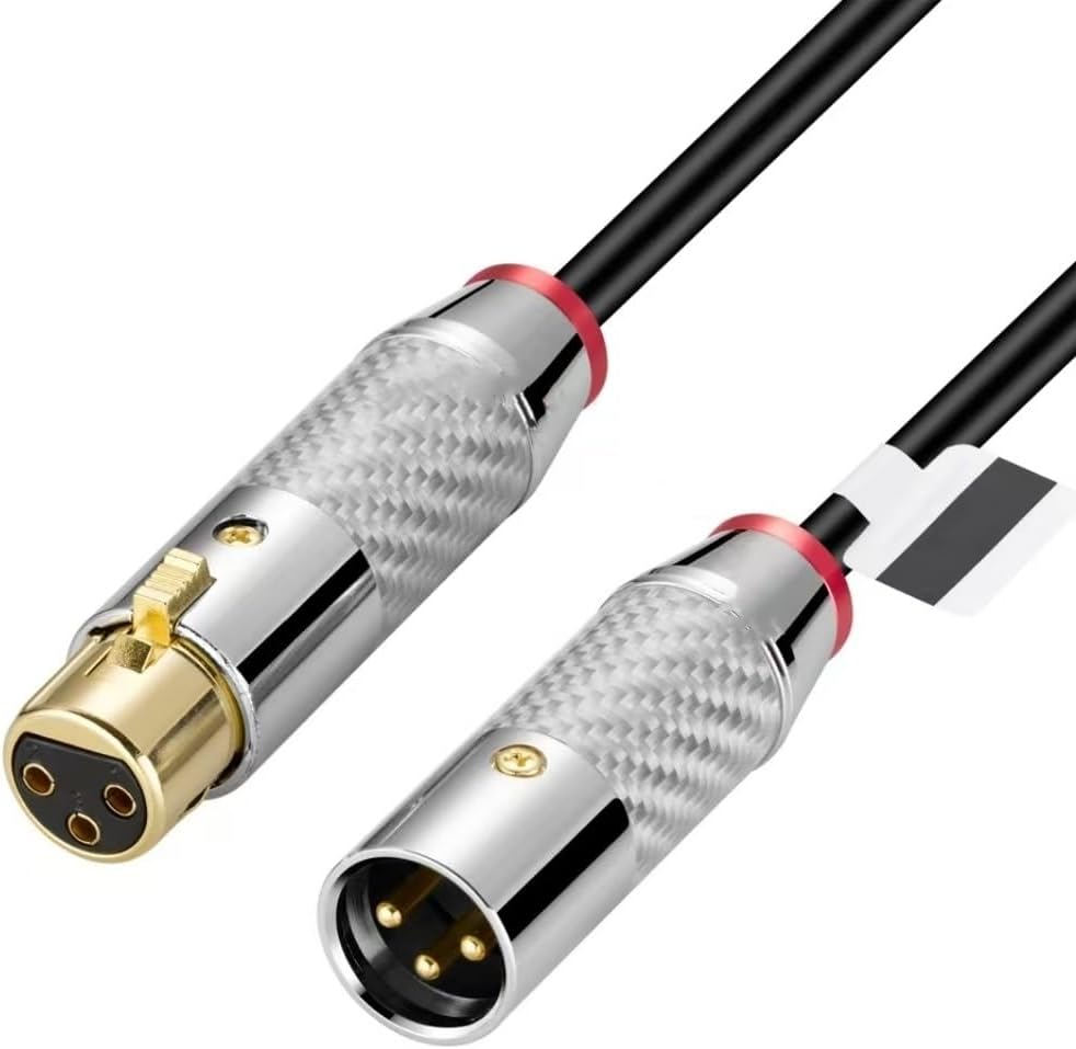 Carbon Fiber XLR Extension Cable Male to Female Gold Plated Noiseless OFC Shielded for Microphone Mixer Speaker Amplifier(White,10m)