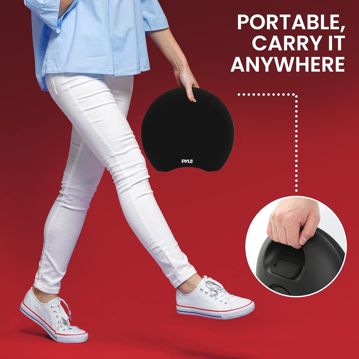 Pyle Waterproof Battery Powered Karaoke Speaker with Wireless Microphone - Bluetooth Compatible - Ideal for Parties, Compact Yet Powerful Sound - 3.5mm Aux & 6.5mm USB Input Rechargeable Batteries