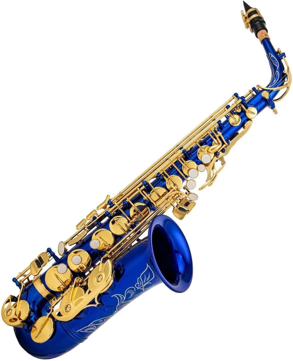 VBDEFRT Eb Alto Saxophone Brass E Flat Sax 802 Key Type Woodwind Instrument With Rod Cloth Gloves Strap Padded Case Accessories (Color : Blue)