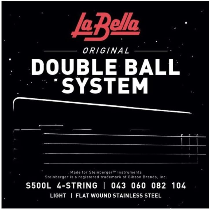 La Bella S500L Double Ball SystemLight Flat Wound Stainless Steel 4- String 43-104