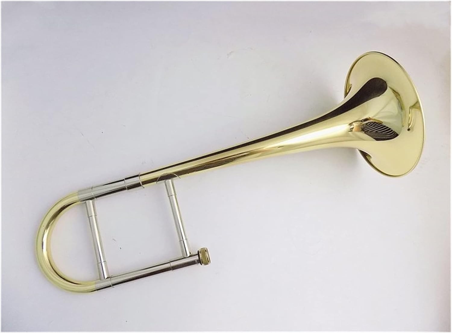 Student Trombone B Trombone Instrument, Yellow Brass Piston Trombone with Shell and Mouthpiece Trombone Kit
