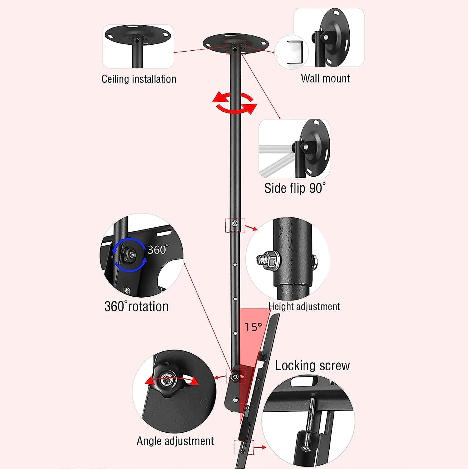 Display Bracket Tilt-Swivel TV Ceiling Mount Bracket, Display Wall Mount Support Frame, Fits Most 37-50 Inch Flat Screen TVs