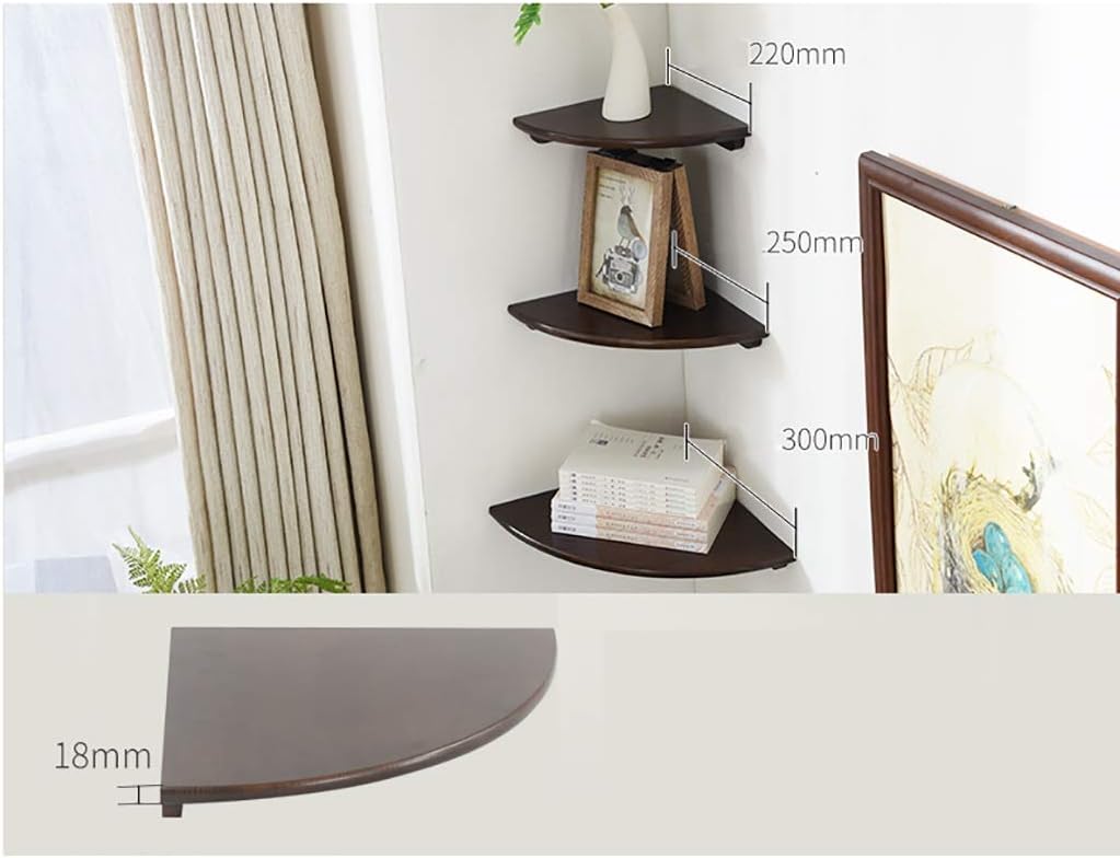 Floating Shelves Corner Shelf 3-Tier Wall Mount Floating Shelves, Rustic Wood Storage Shelves for Bedroom, Living Room, Kitchen, Office, Display Shelf, Home Décor Storage Display (C)