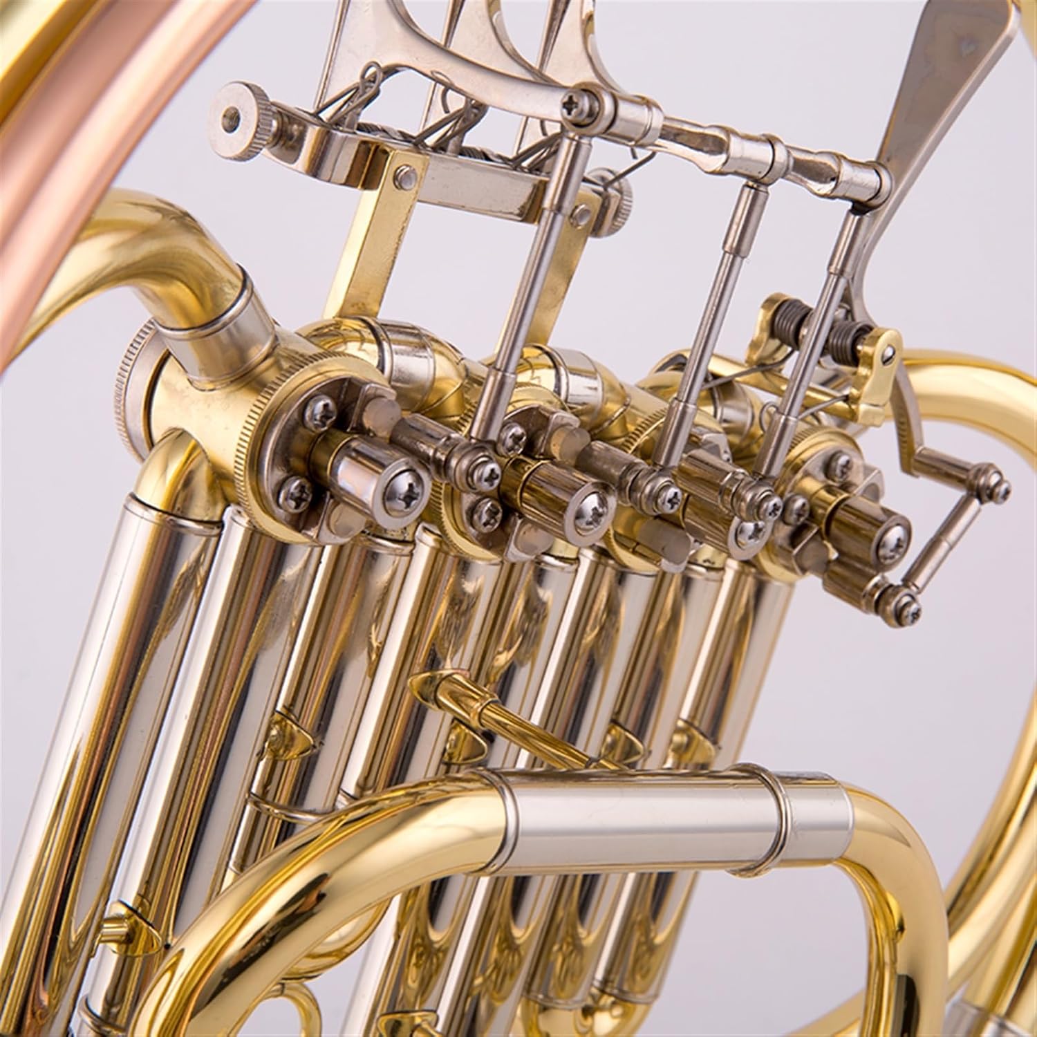 Brass French Horn F-key Four-key Single And Double Beginner Professional Examination Band Performance Level Effortless And Easy To Play(Double)