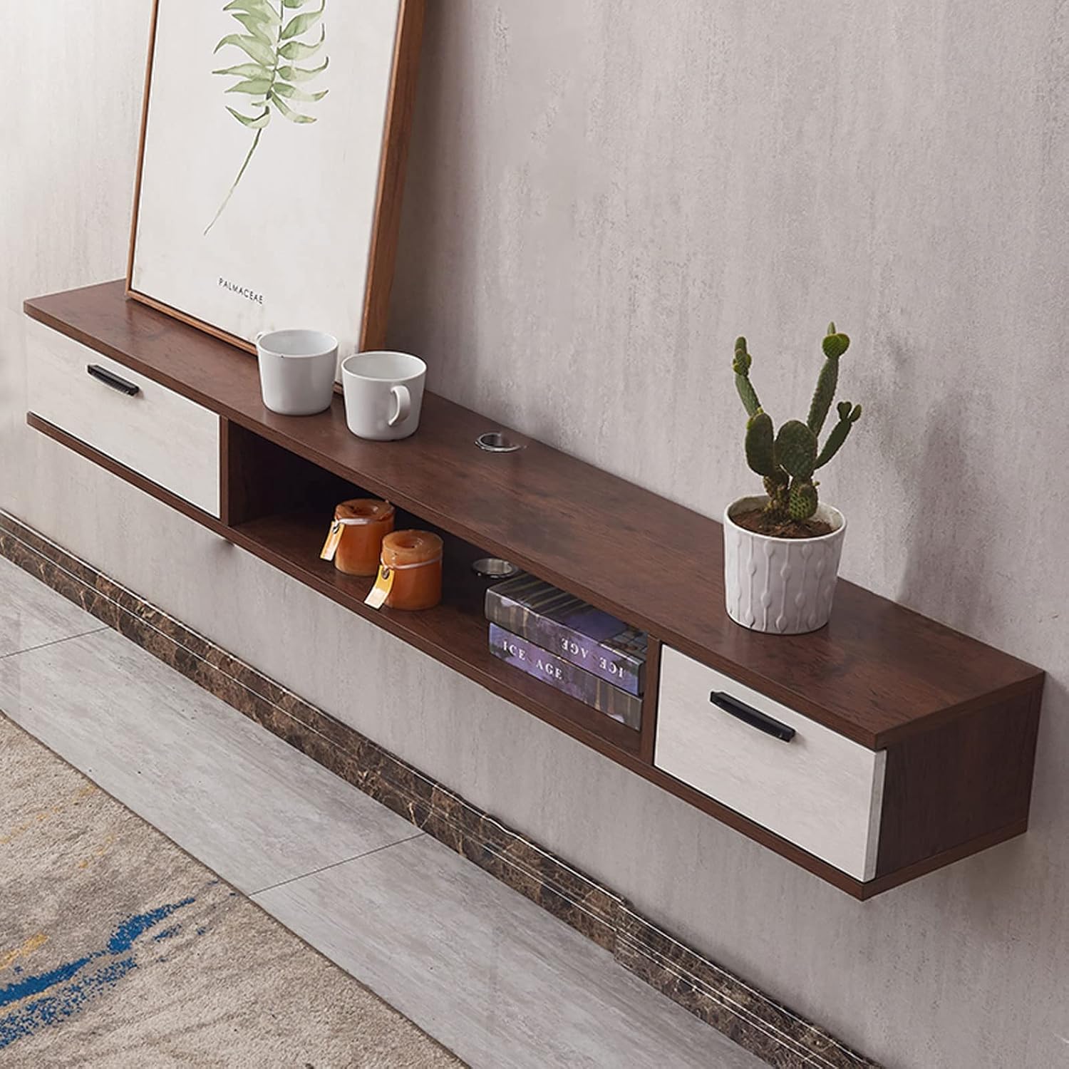 Wall Shelf Floating Shelf Wall Mounted TV Cabinet TV Stands TV Multimedia Console TV Shelf Router Set-top Box Display Ledge Utility Storage Shelf Home Decor Wall Mount Corner Shelves