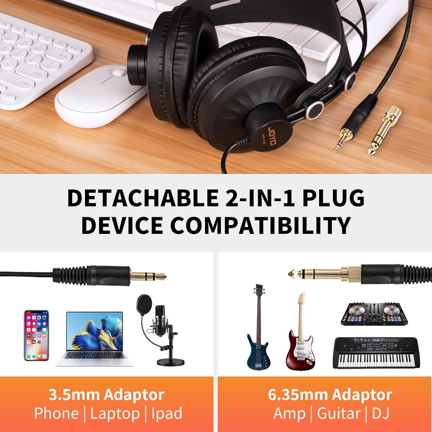 JOYO JMH-02 Studio Monitor Headphone and MOMIX PRO Audio Mixer USB Audio Interface Stereo XLR 48V Phantom Power