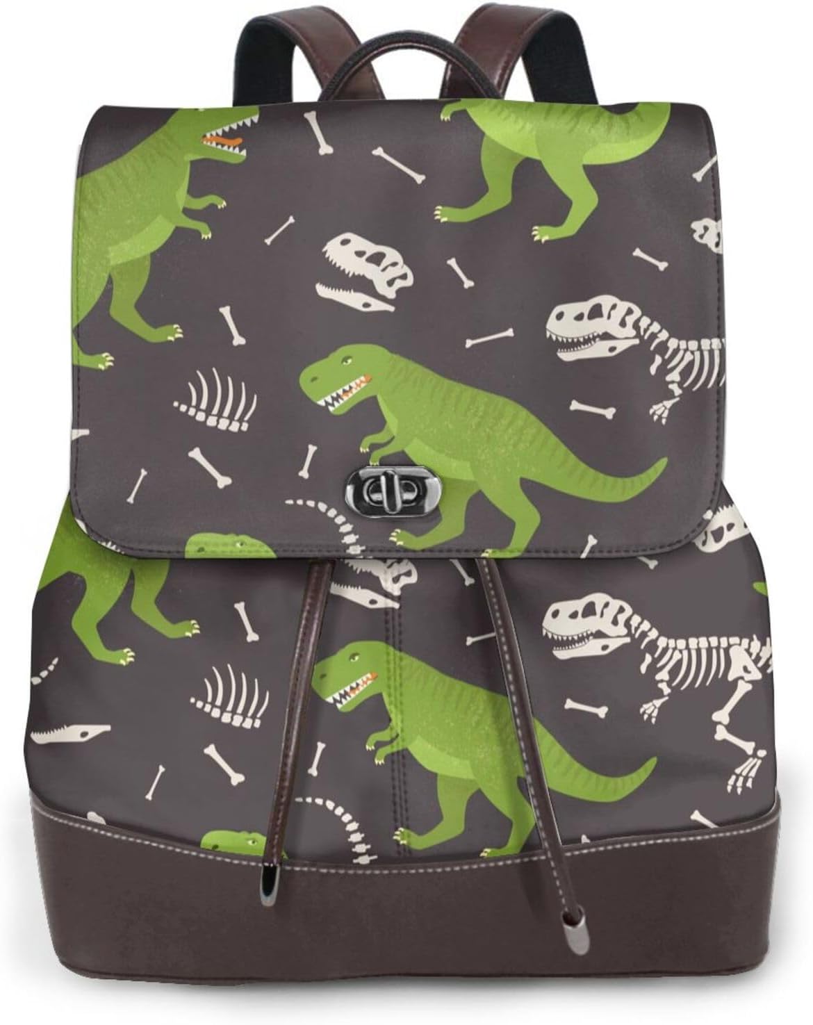 Dinosaur Skeleton for Womens Backpack Purse Microfiber PU Anti-theft Large Fashion Designer Travel Bag Ladies Shoulder Bags
